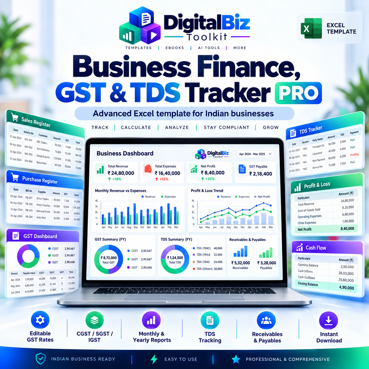 Business Finance GST and TDS Tracker PRO